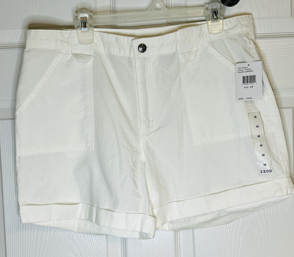 Izod Women’s Performance Hiking Walking Golf Cargo Shorts 14 New With Tags READ